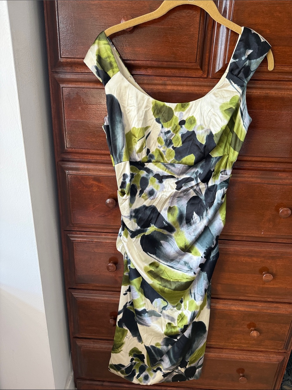 Green and Black Floral Sheath Dress - Women